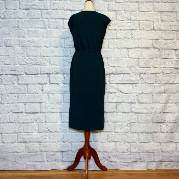 J. Crew Forest Green Laser Cut Midi Dress - Picture 2 of 6